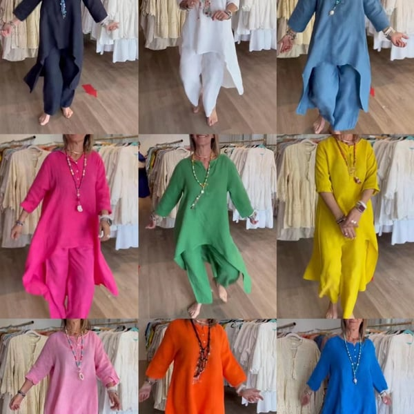 💕 Women's Solid Color Linen Casual Suit