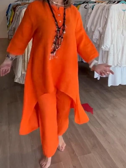 💕 Women's Solid Color Linen Casual Suit