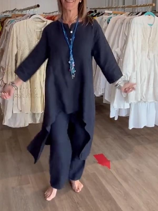 💕 Women's Solid Color Linen Casual Suit